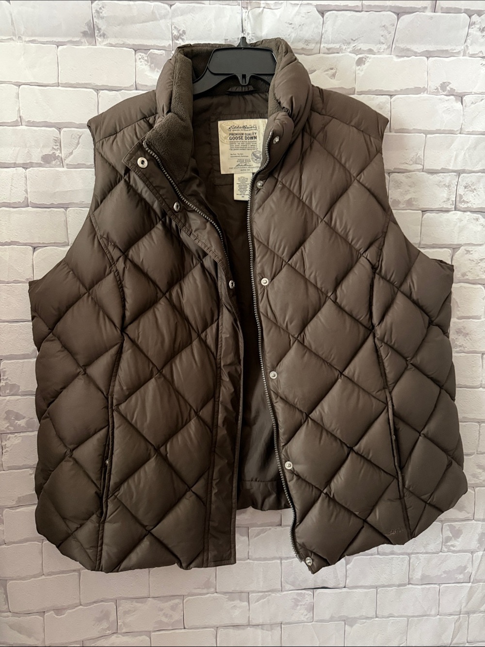 Quilted Down Vest in Dark Brown - women's Sleeveless Puffer